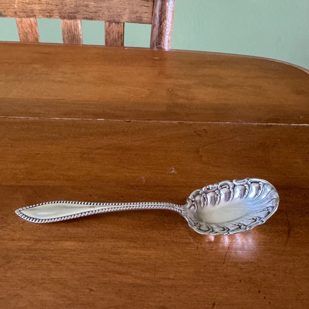 1847 Rogers Bros Bead Pattern Silverplate Berry Casserole Serving Spoon